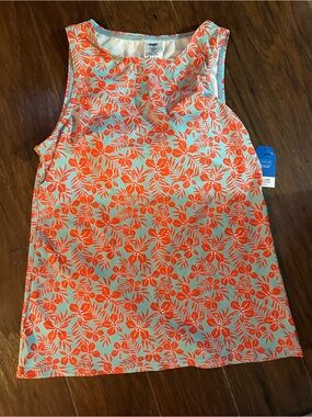 Women’s teal and orange swim Tank Top - NWT Landsend built in bra